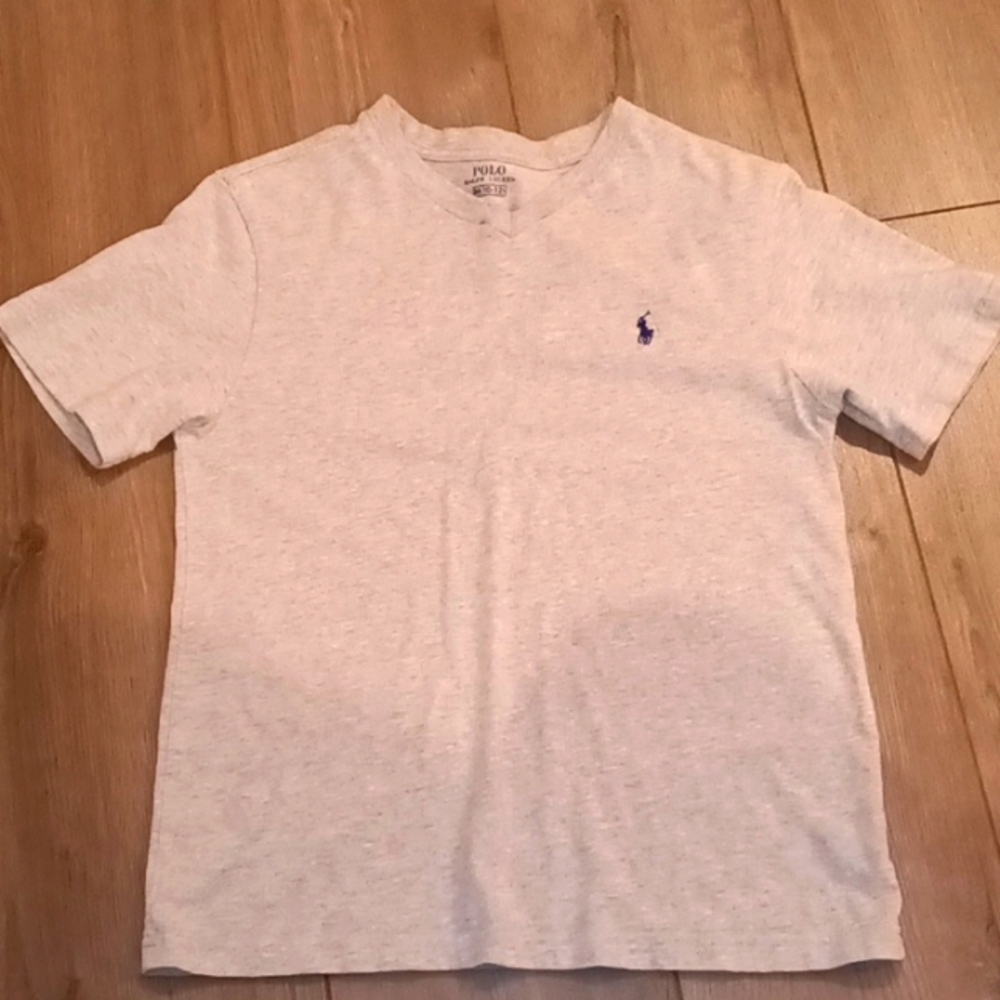 Polo Ralph Lauren Grey V- neck 👕 Boys sz 10/12 awesome condition